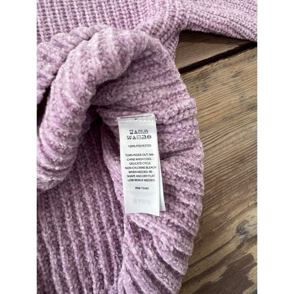 Rachel Zoe Cable Knit Mock Neck Sweater Womens L Lilac Cropped Soft - Picture 4 of 6